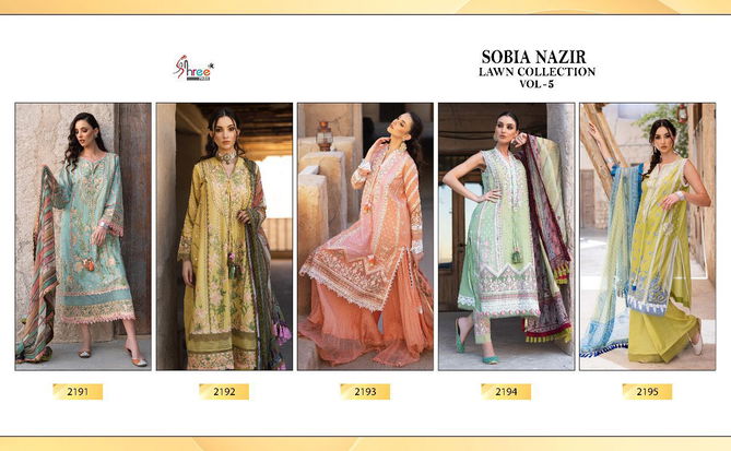 Shree Sobia Nazir Lawn 5 Festive Wear Cotton Pakistani Salwar Kameez Collection 